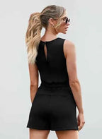 Sporty Fitness Vest Jumpsuit Shorts
