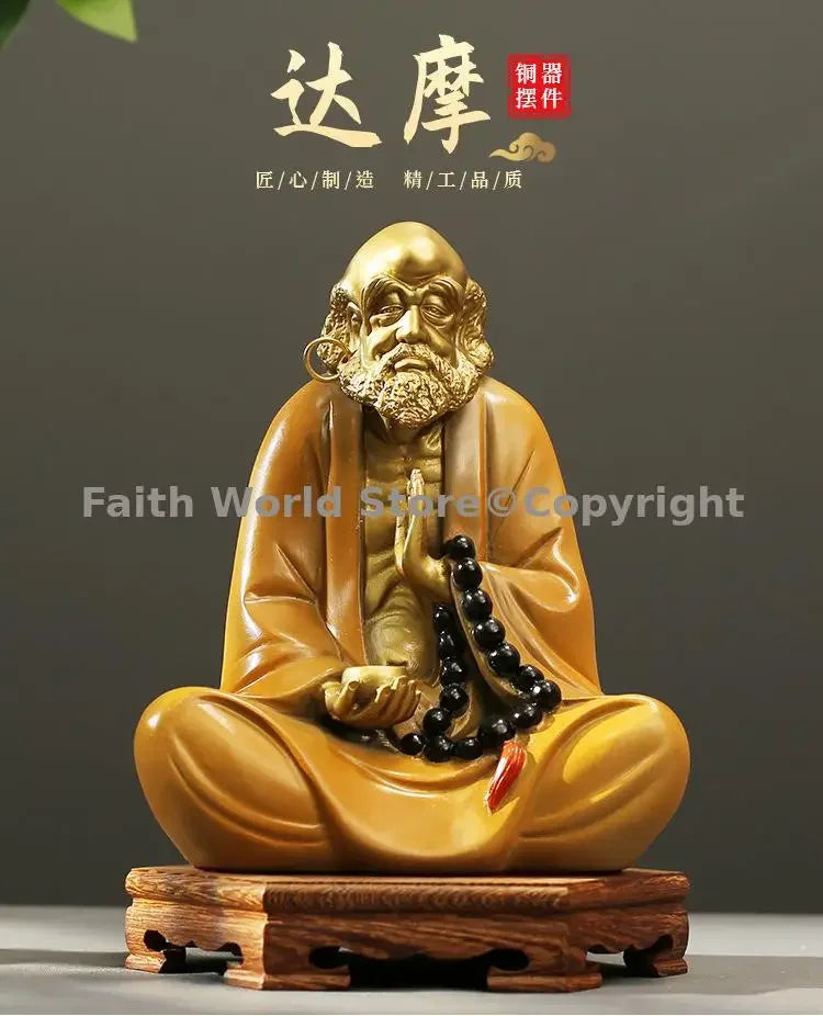 Buddhism Spiritual Art Bronze Sculpture Dharma Buddhist saints Chan sect Dhyana Zen Bronze carved home decorative Sitting Buddha Lootquake LLC
