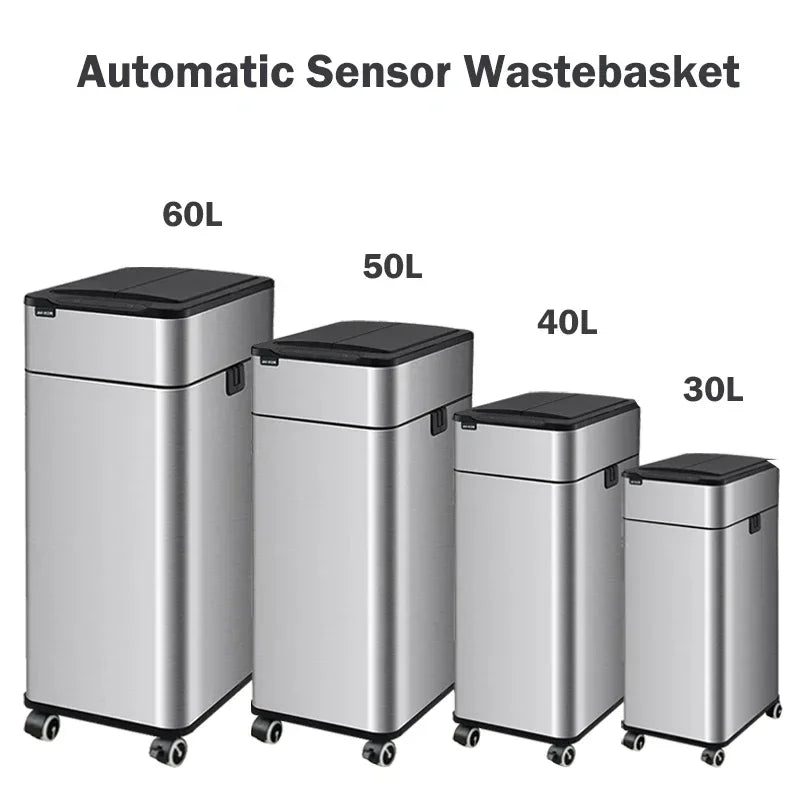 Smart Trash Can 20L 30 40 50 60 Liters Wastebasket Large Kitchen Garbage Cube Home Automatic Stainless Steel Garbage Bin Dustbin Lootquake LLC