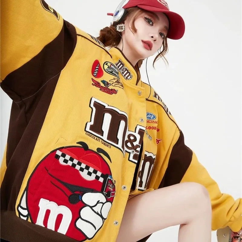 High Quality Autumn New Letter Embroidered Motorcycle Jackets Men Women Loose Versatile Hip-hop Stand Up Collar Varsity Jacket