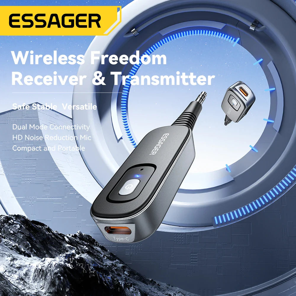 Essager Bluetooth 5.1 Audio Receiver Transmitter 3.5MM 3.5 AUX With Mic Stereo Music Wireless Adapter For  PC TV Car Speakers Lootquake LLC