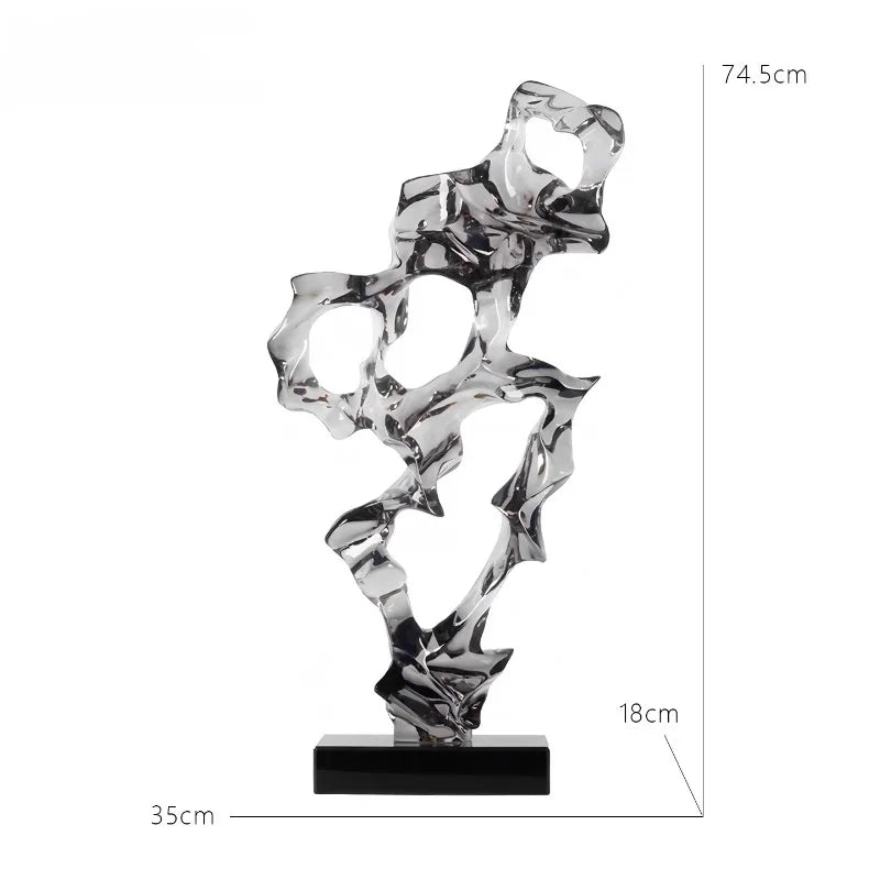 Abstract Art Sculpture Electroplating Transparent Resin Craft Model Modern Home Decor LivingRoom Office Desktop Statue Ornaments Lootquake LLC