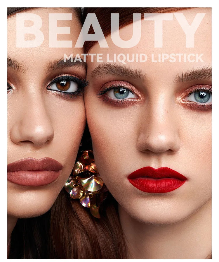 Matte Liquid Lipstick 6 Colors Long Lasting Lip Ink Lip Tint Non-stick Cup Nude Lip Gloss Waterproof Cosmetics Make Up
