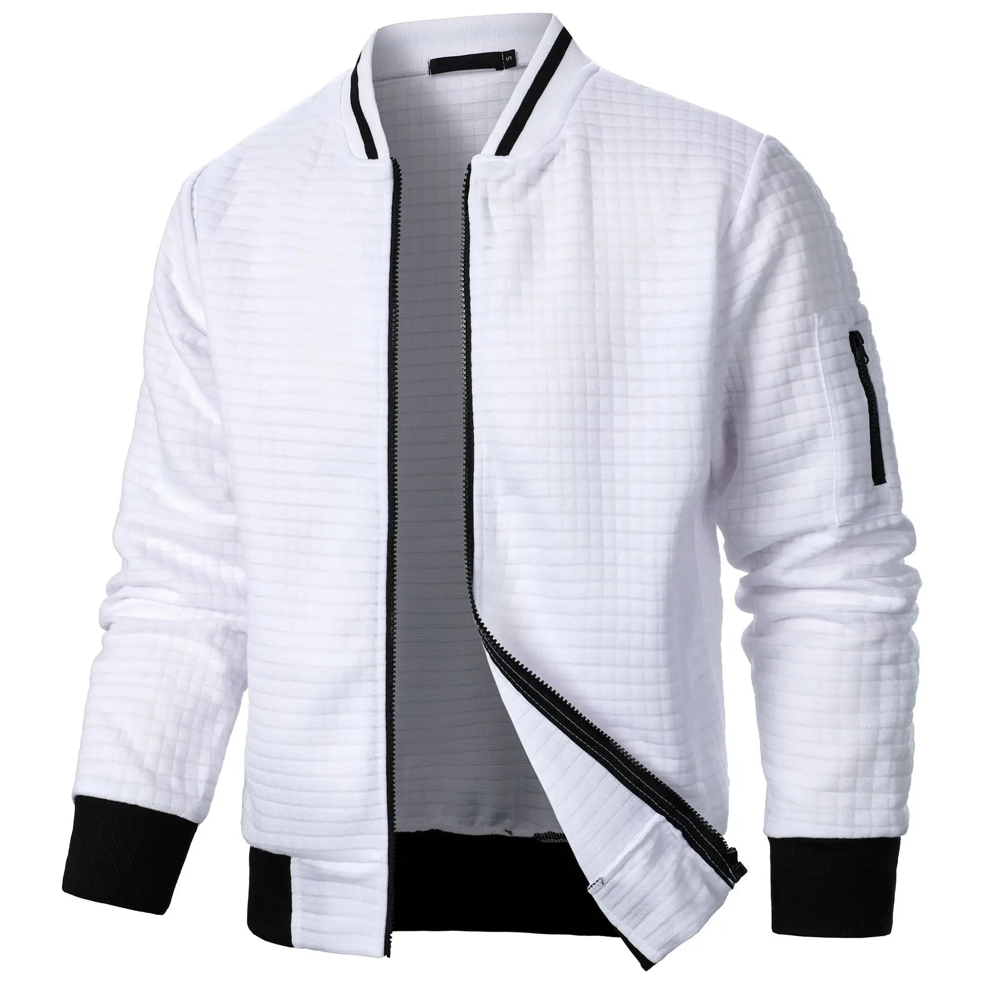 2024 Hot Selling Men's Four Seasons Waffle Full Zipper Top Men's Slim Fit Versatile Sweatshirt Men's Casual Cardigan Sweatshirt