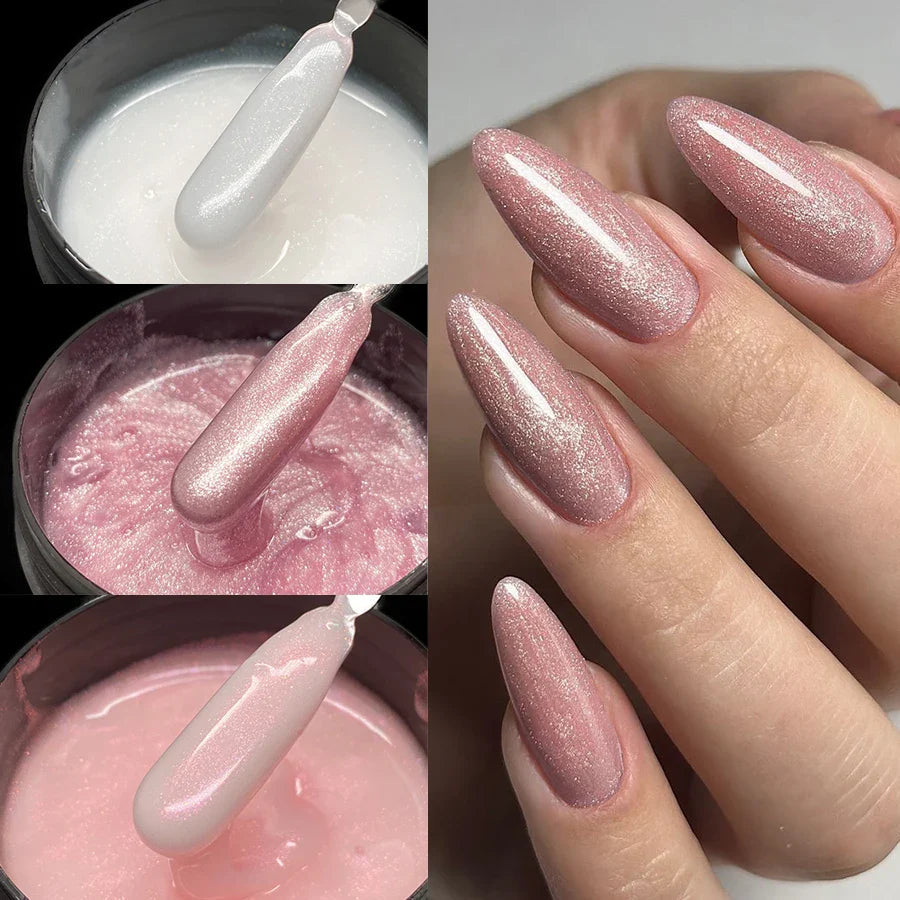 Jillnails 100g Glitter Shimmer Milky Hard Gel Builder Nail for Nails ExtensionsRoyal Blue Pink  UV LED Camouflage  Selfleveling Lootquake LLC