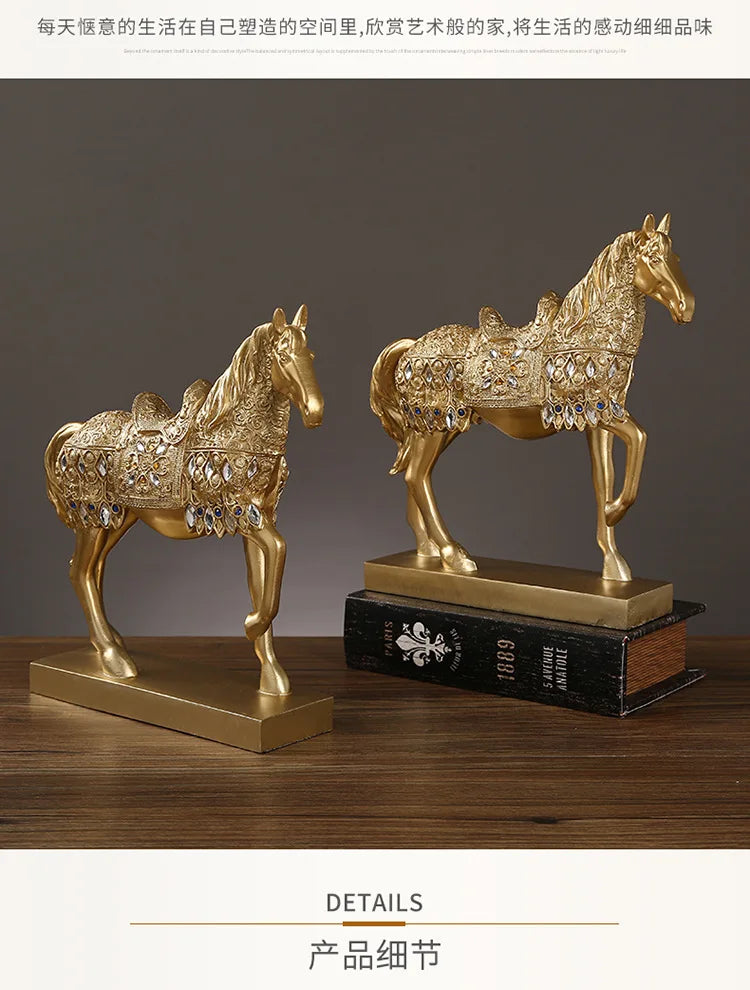 Resin Horse Sculpture, Animal Statue, European Style, Souvenir Gift, Living Room, Office, Study, Desktop Decoration, Gifts