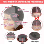 Body Wave Reddish Brown 13x6 Lace Front Wigs Human Hair Pre Plucked With Baby Hair #33 Colored Wigs for Women 180% Density