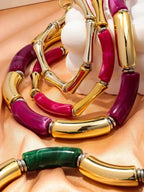 3 pieces/set Bohemian Acrylic Bamboo Beads Choker Necklace Set for Women Chunky Tube Necklaces 2024 Accessories Jewelry