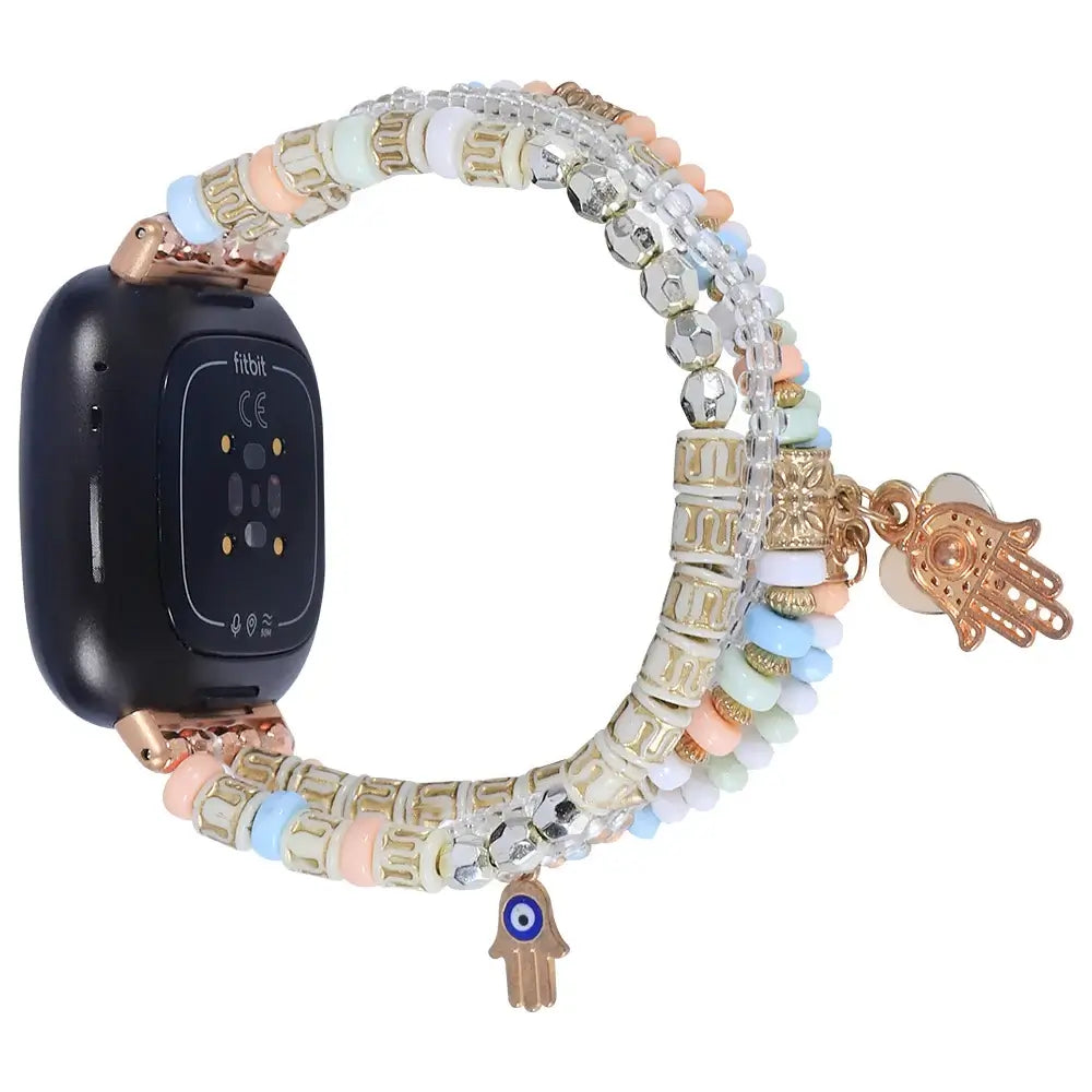 Fitbit Versa & Sense Beaded Elastic Band - Stylish Boho - SJB-DIAMOND ELITES