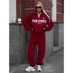 Zekye Y2K Red Letter Print Turtleneck Hoodie