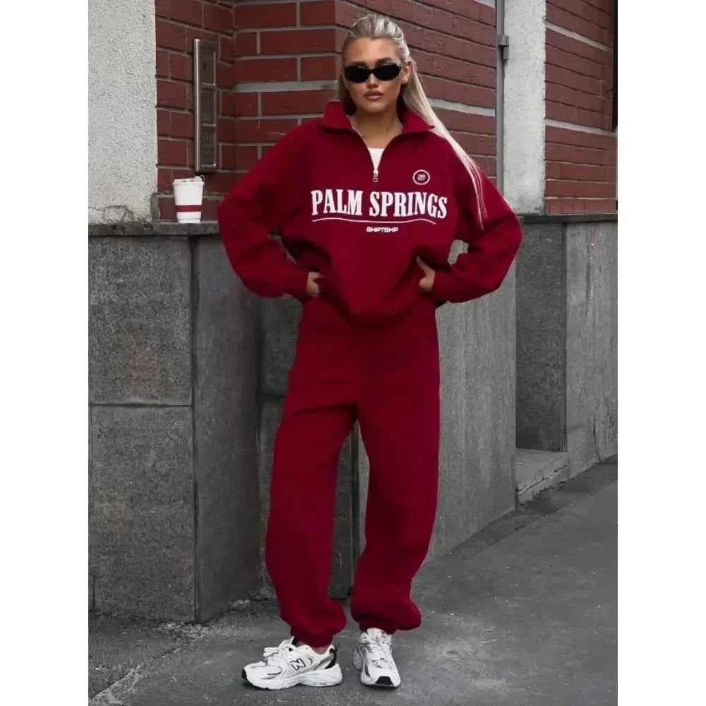 Zekye Y2K Red Letter Print Turtleneck Hoodie