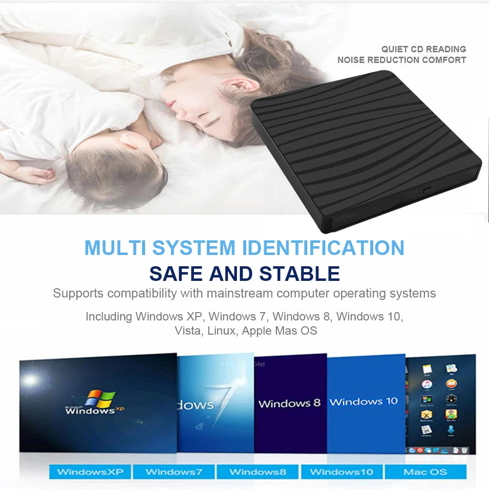 USB External CD DVD Reader CD/DVD Drive Burner Reader External DVD CD Writer Drive Portable Burner Reader for Laptop Desktop PC Lootquake LLC