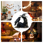 Halloween Desk Decor 2D Acrylic Indoor Tabletop Sign Gothic Witch Crow Ornament for Halloween Dorm Nightstand Studio Shelf Lootquake LLC