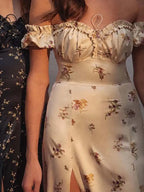 Slash neck Floral Print Split Beach Dress Women Summer Elegant Ruffles Party Long Dress Vestidos S~3XL Lootquake LLC