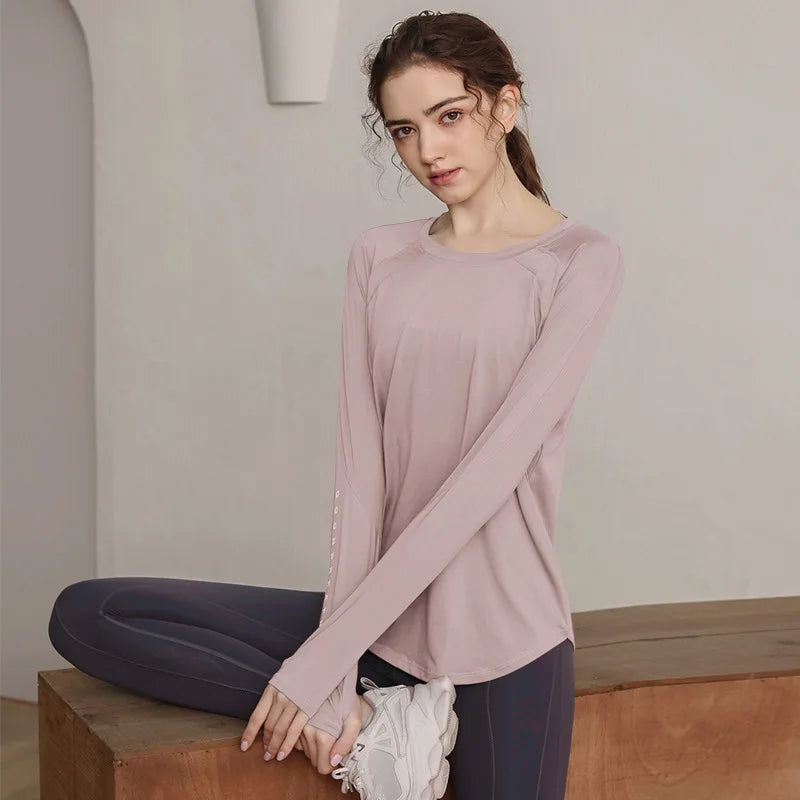 Long Sleeve Yogawear Blouse Workout Gym Clothing THRIXINE