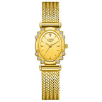 Women's Oval Quartz Watch Vintage Mesh Bracelet Blue Dial