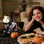 Halloween Animal Statue Skeleton Dog Cat Figurines Room Decor  Resin Halloween Decorations Table Centerpieces for Porch Patio Lootquake LLC