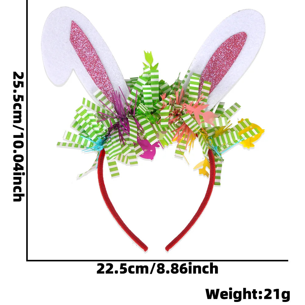 Easter Rabbit Headband with Colorful Egg Strip And Button Holiday Party Accessory Egg Chick Headdress for Easter Celebrations Lootquake LLC