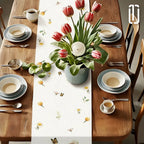 1pc Easter Bunny and Floral Egg Table Runner for Spring Holiday Home Decor, Easter Celebration Tablecloth Gift Idea Lootquake LLC