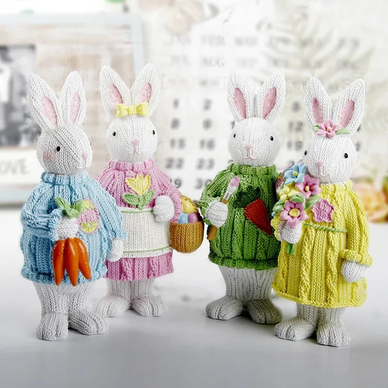 2023 New Easter Decoration for HomeResin Easter Bunny Rabbit Easter Craft Festival Bunny Ornament Decor Festival Egg Gifts Decor Lootquake LLC
