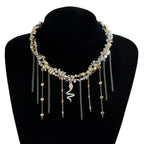 Fashion Heart Beaded Necklace for Women Boho Elegant Irregular Crystal Chain Y2K Choker Exquisite Party Gift Jewelry Accessories