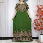 2024 Latest Muslim Sets Women Clothing Cotton Floral Loose Dashiki Long Dress African Abaya Dubai Traditional Islamic Clothing
