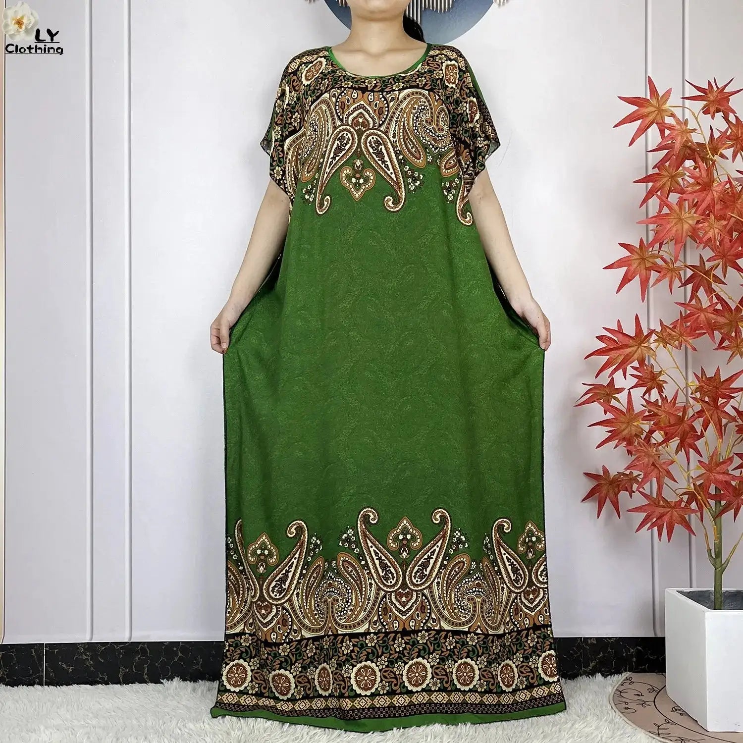 2024 Latest Muslim Sets Women Clothing Cotton Floral Loose Dashiki Long Dress African Abaya Dubai Traditional Islamic Clothing