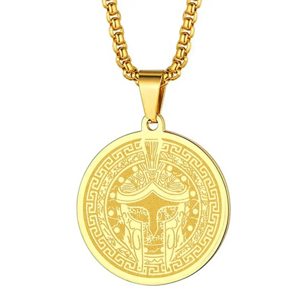 Mens Ancient Greek God Spartan Warrior Pendant Gladiator Necklace Women Mythology Spartan Helmet Charm Neck Chain Amulet Jewelry