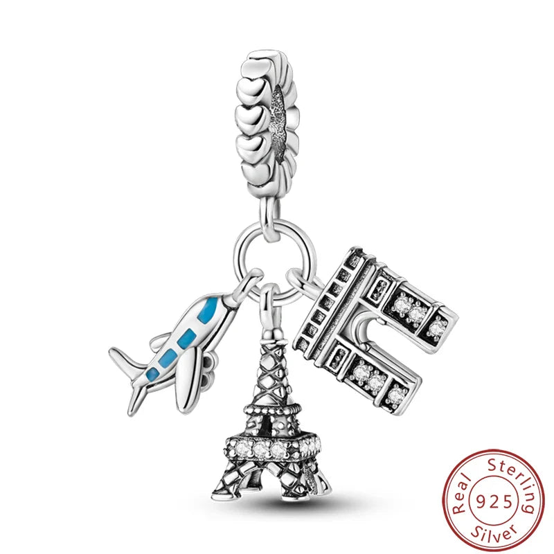 S925 Sterling Silver Princess Golf Hamster Camera Travel Three Piece Set Charms Beads 3mm DIY Fine Jewelry Making Lootquake LLC