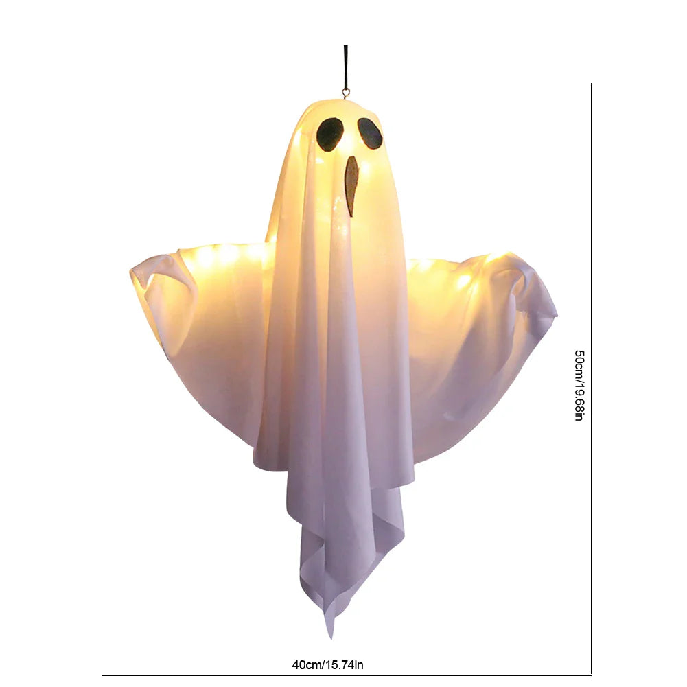 Spooky Ghost Halloween Decor Waterproof Halloween Glowing White Ghost Glowing Door Hanging Ghost for Halloween Garden Home Decor Lootquake LLC