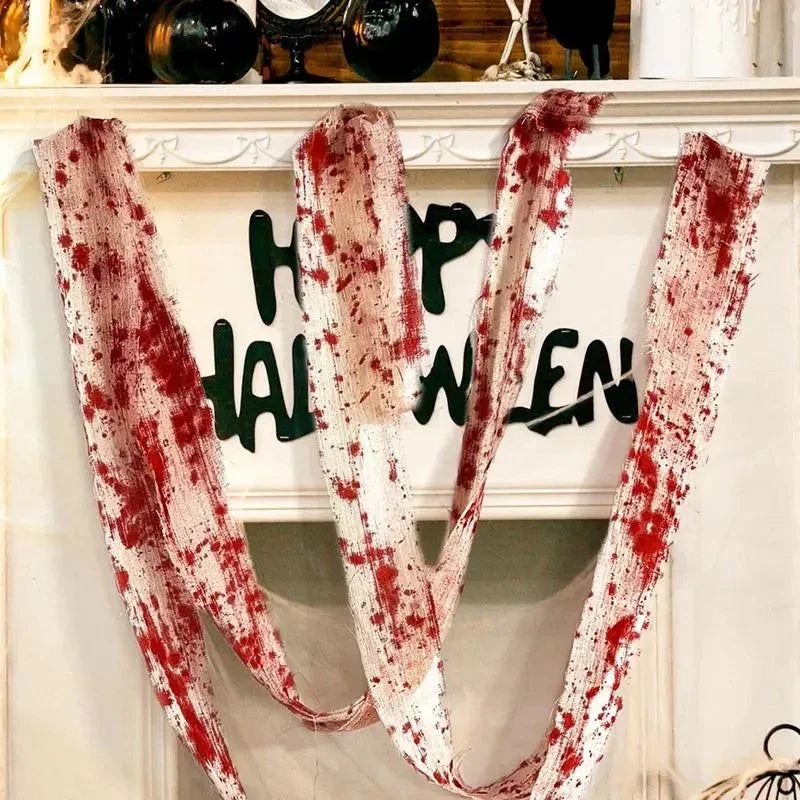 Haunted House Home Scene Decoration 3m/5m Halloween Bloody Gauze Bandage Warning Isolation Belt Horror Props For Halloween Party Lootquake LLC