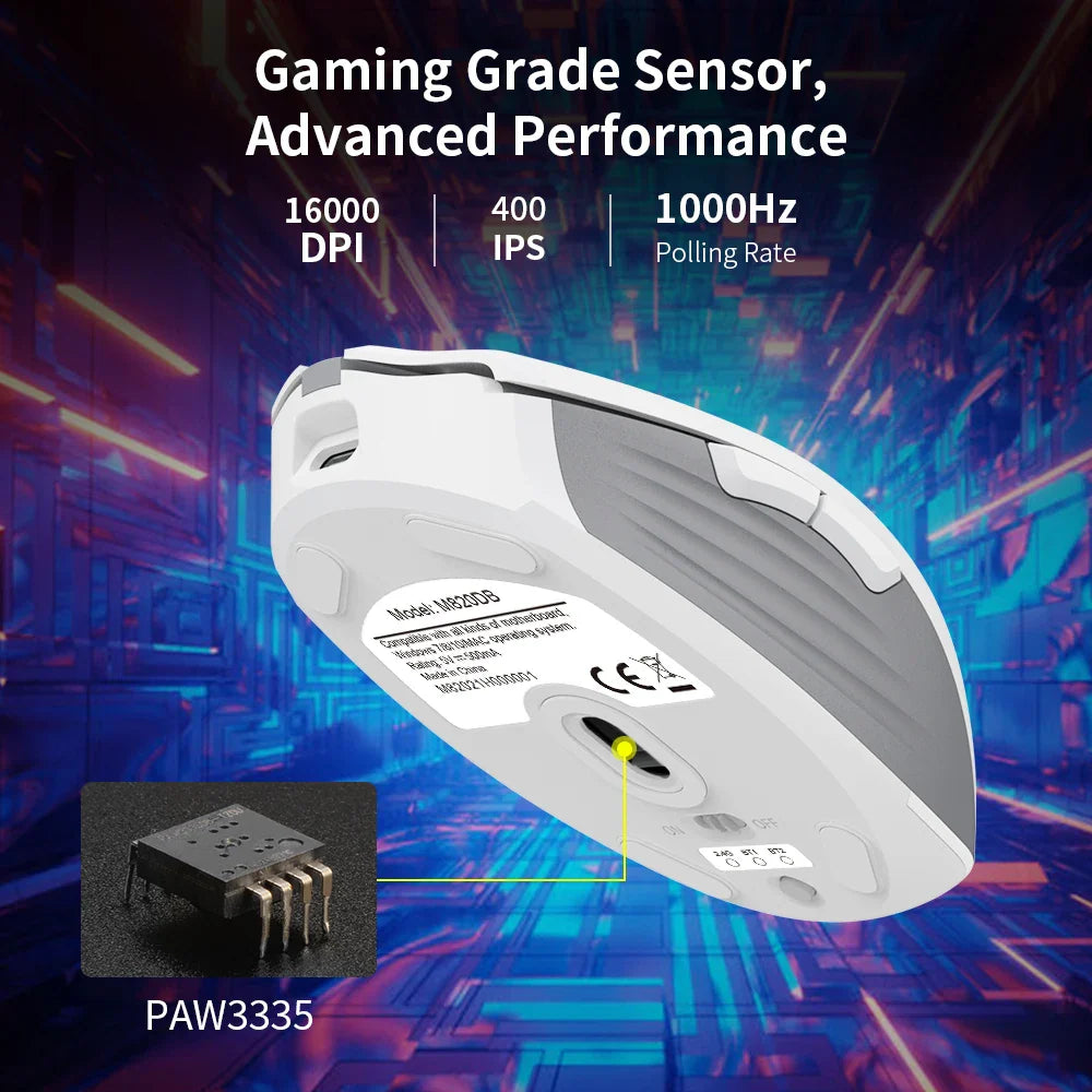 Delux M820DC PAW3335 Wired + Wireless + Bluetooth Gaming Mouse 80 Million Clicks 16000 DPI RGB Rechargeable Mice For Computers Lootquake LLC
