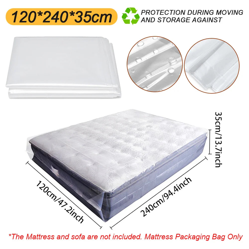 150/200x240x35cm Mattress Protector Packaging Bag Moisture-proof Dust Cover Thickness 0.08mm PE Transparent Moving Home Storage Lootquake LLC
