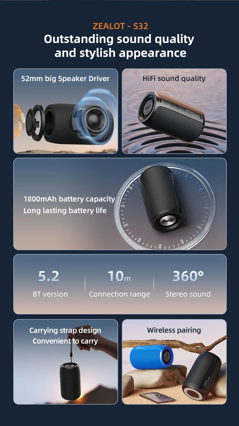 Subwoofer Bluetooth Speaker Portable Mini Wireless Woofer Small Waterproof AUX PC Computer Powerful Sound Box Music Caixa De Som Lootquake LLC