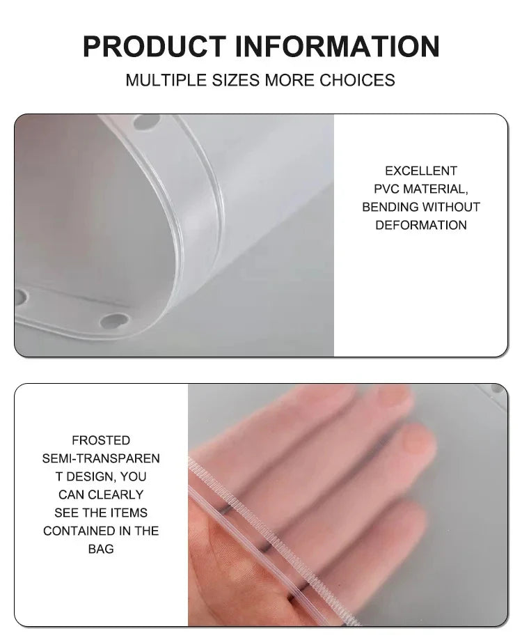 5pcs Transparent Zipper PVC Storage Bag Antioxidant Matte A5/A6 Cash Envelope Information Storage Folder School Office Supplies Lootquake LLC