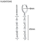 925 Sterling Silver Ear Needle Fashion Hoop Earrings White Crystal Luxury Women's Silver Earrings Wedding Women's Jewelry Gift