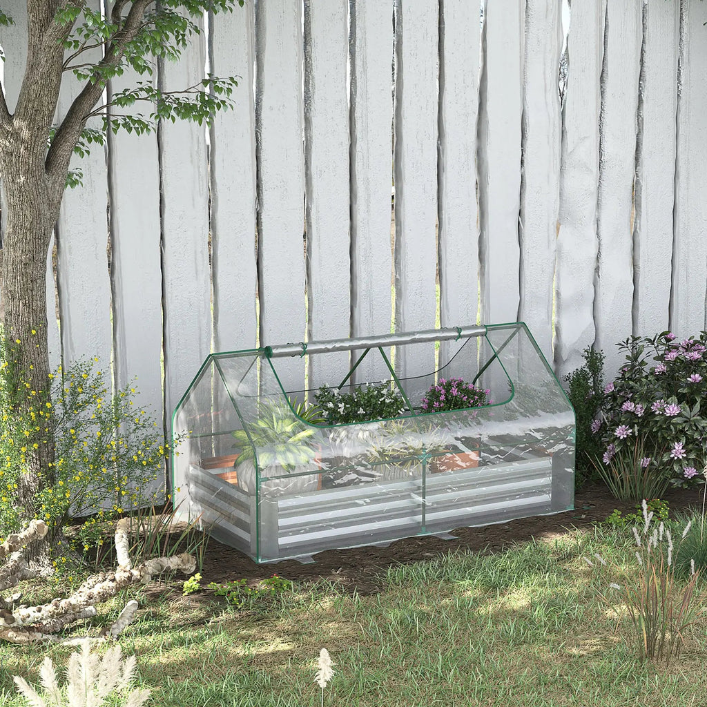 Steel Raised Garden Bed Planter Box Kit with Greenhouse, for Dual Use, Green Lootquake LLC