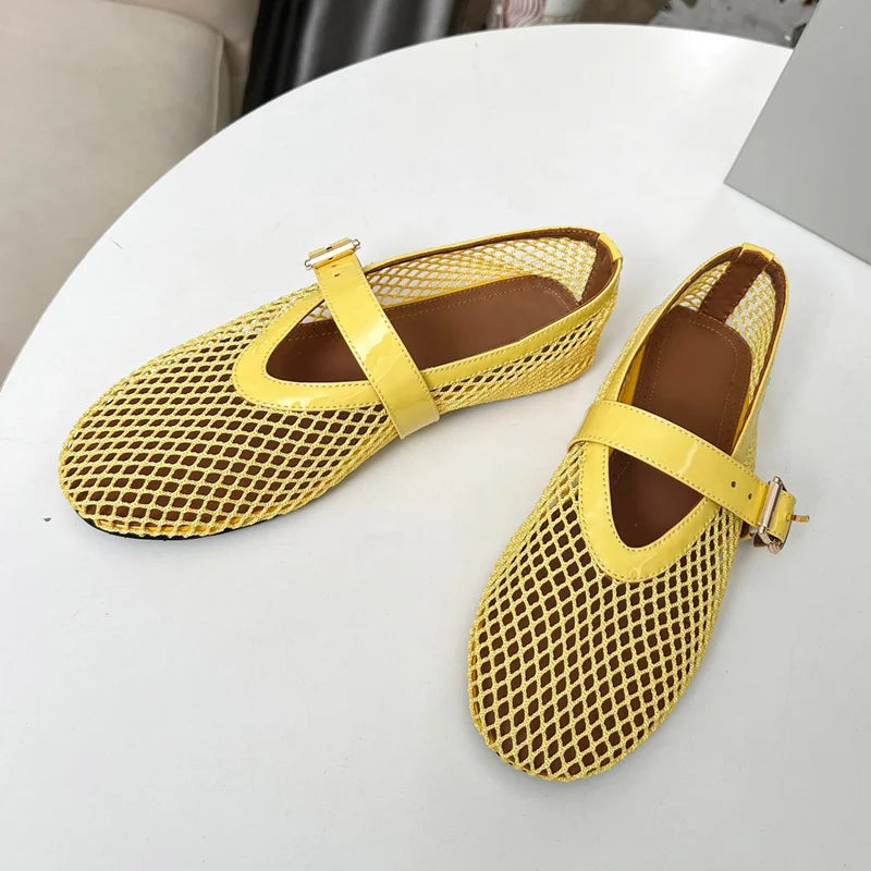 Summer Women's Shoes  breathable fishing net hollowed-out Roman-style flat women's sandals Mary Jane shoes Lootquake LLC