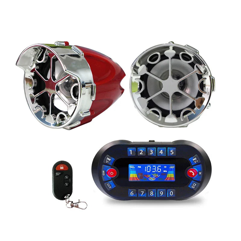 Motorcycle Bluetooth Speaker Amplifier Output 2.1A Music MP3 Player Burglar Alarm Siren USB Stereo Loud Speaker FM Radio MT730 Lootquake LLC