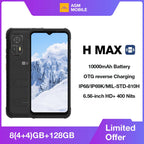 [World Premiere]AGM H MAX Rugged Smartphone 10000mAh Battery 4+128GB HD+ Display 3 Card Slot NFC OTG Reverse Charge Waterproof Lootquake LLC