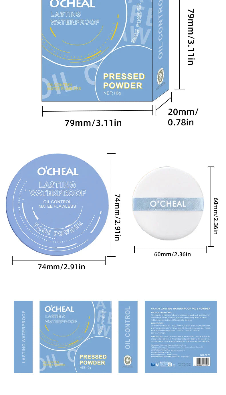 Ocheal Matte Face Setting Powder Oil-control Lightweight Radiant Foundation Pressed Powder Face Full Coverage Makeup Cosmetic Lootquake LLC