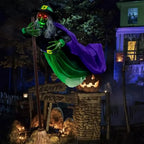 Flying Witch Halloween Decor Flying Hover Witch Realistic Halloween Witch Decor On Broom Halloween Decorations For home garden Lootquake LLC