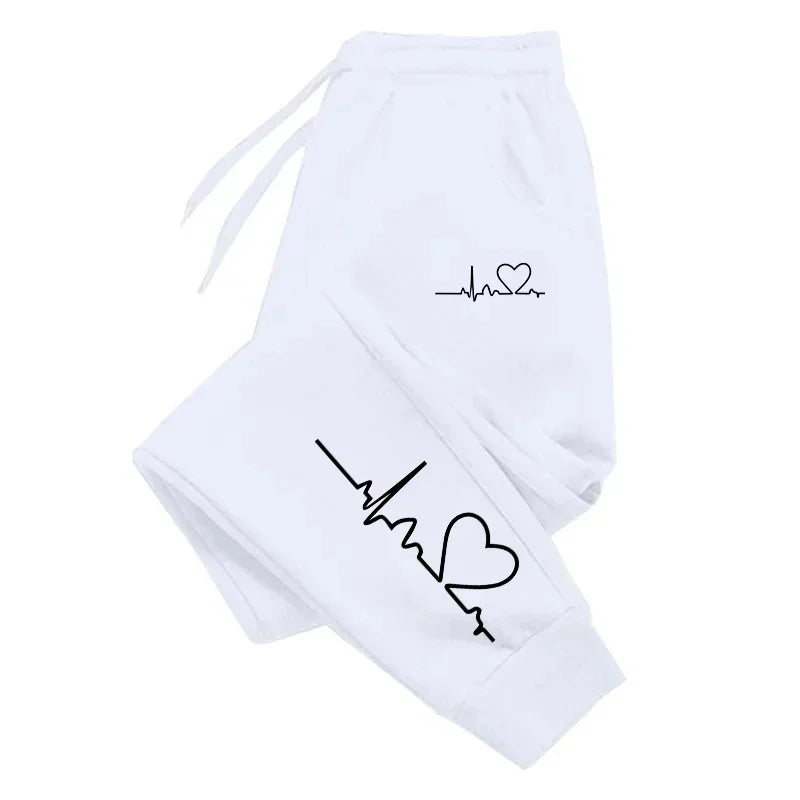 Heart Print Women's Sweatpants Jogging Pants THRIXINE