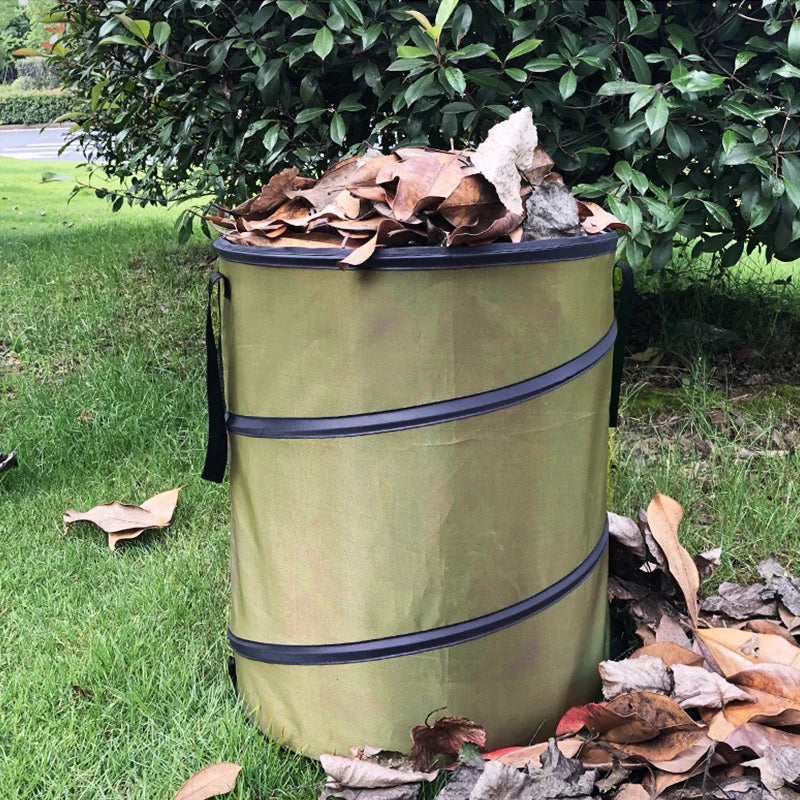Garbage Storage Trash Bag Portable Collapsible Pop Up Garden Leaf Trash Can Flowers And For Garden Camping Grass Bin Lootquake LLC