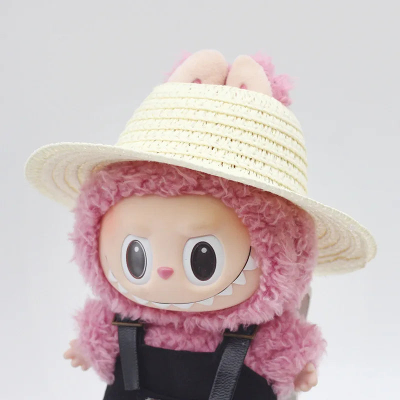 Labubu Hat Open Top Straw Hat Woven Hat Labubu Party Clothing Accessories Countryside Style Labubu Outfit for Sitting Party Lootquake LLC
