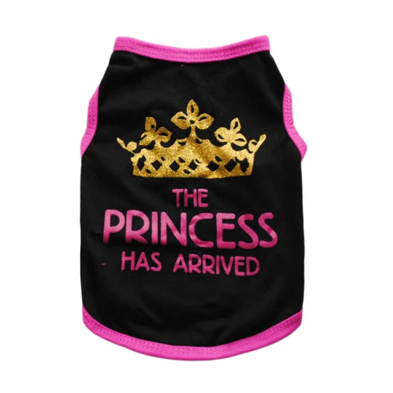 Summer Pet T-shirt Puppy Dog Clothes Crown Princess Letter Printed Cat Vest Cotton T Shirt Pug Chihuahua Costumes for Small Dogs