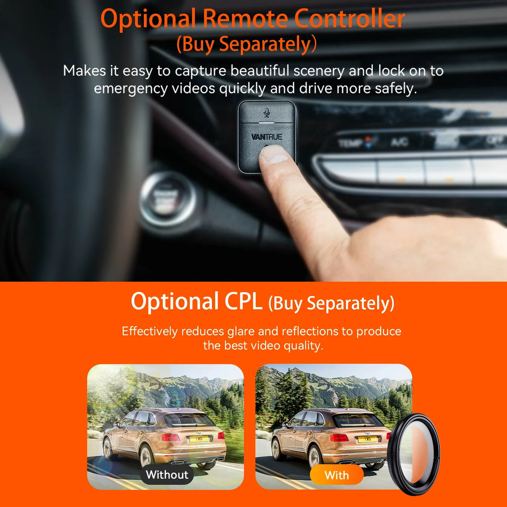 Vantrue N4Pro Dashcam 4K Wi-Fi 3-Channel Dashcam Voice Control IMX678 Night Vision HDR GPS Cam 24h Packing Mode Camera for Car Lootquake LLC