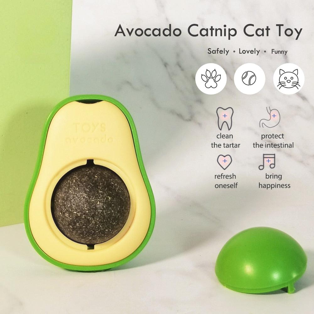 Avocado Wall Ball Cat Toys Edible Licking Balls Snack Healthy Rotatable Treats Toys Kitten Supplies Teeth Cleaning Totaling Catnip Wall Ball Toys Stevvex