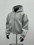 American Men's Short Retro Boxy Style Cardigan Sweatshirt Men's Hooded Jacket Autumn Winter Silhouette Men's Fashionable Hoodie