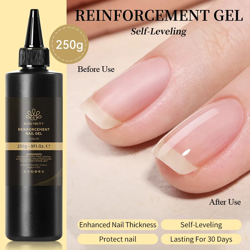 BORN PRETTY 250g Milky White Jelly Nude Gel Nail Polish Refilled Package Translucent Clear Color Semi Permanent Soak Off UV Gel Lootquake LLC